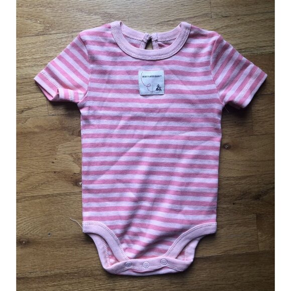 Burts Bees 3-6M Peach Striped Onesie - Picture 1 of 3